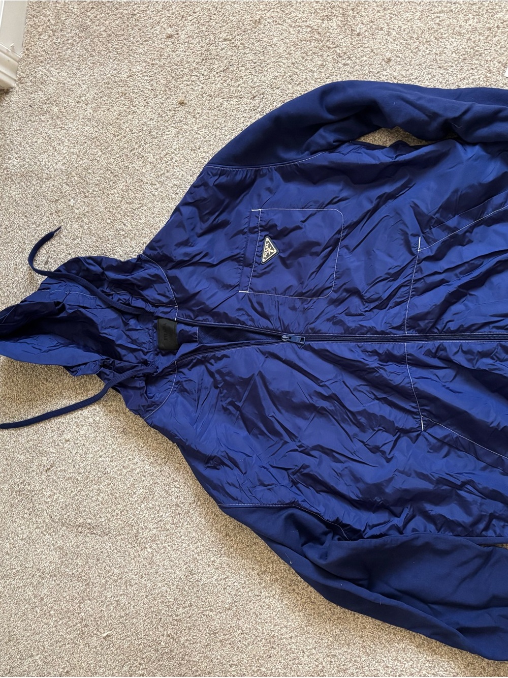 Prada Royal Blue Hooded Windbreaker Jacket